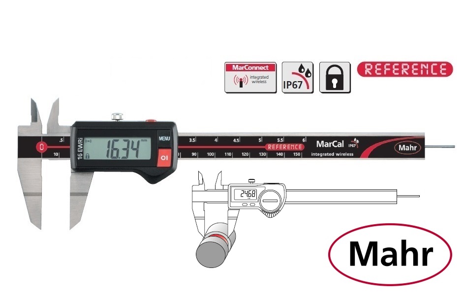 Digitální posuvné měřítko Mahr 0-150 mm pro hřídelové drážky, typ 16 EWRi-NA, IP67 