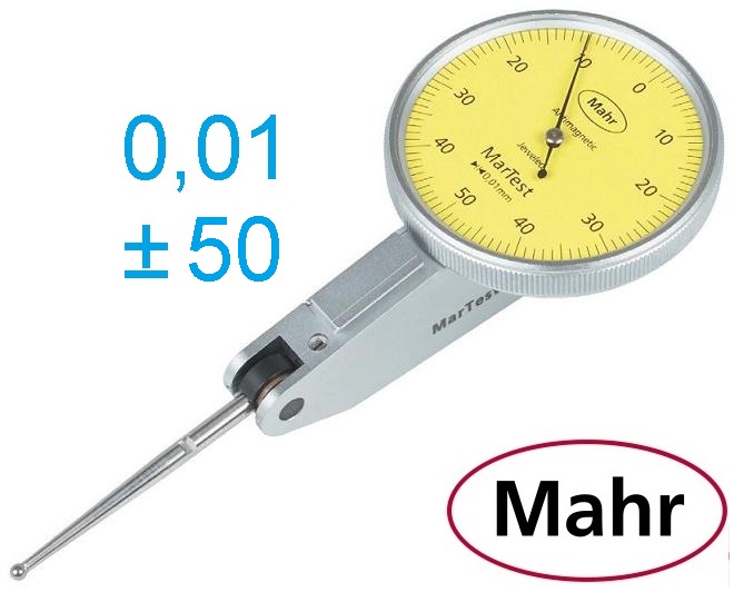 Páčkový úchylkoměr typ 800 SGB, ± 0,5/0,01 mm, průměr číselníku 38 mm