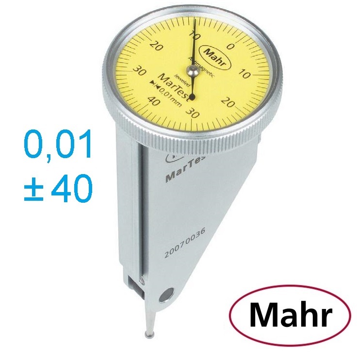Páčkový úchylkoměr typ 800 V, ± 0,4/0,01 mm, průměr číselníku 27,5 mm