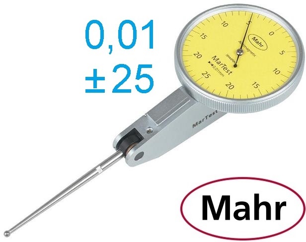 Páčkový úchylkoměr typ 800 SGL, ± 0,25/0,01 mm, průměr číselníku 38 mm