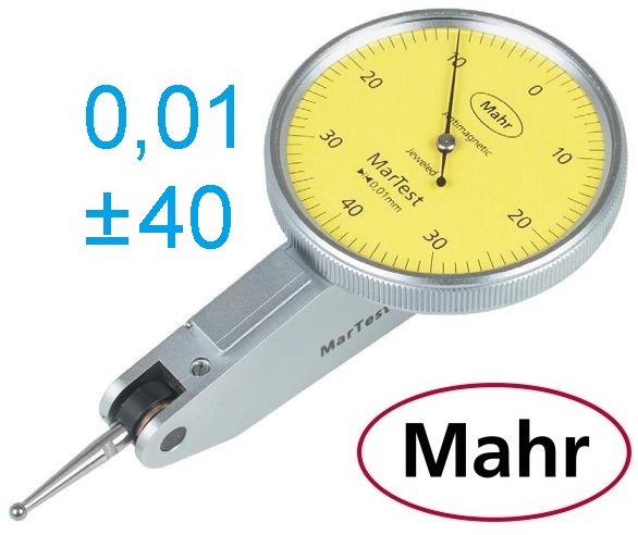 Páčkový úchylkoměr typ 800 SG, ± 0,4/0,01 mm, průměr číselníku 38 mm, Mahr