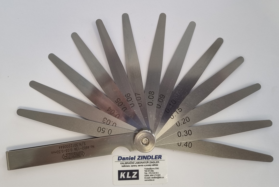Spárové měrky sada 13 ks (0,03÷0,50) mm INSIZE, L-100 mm, DIN 2275