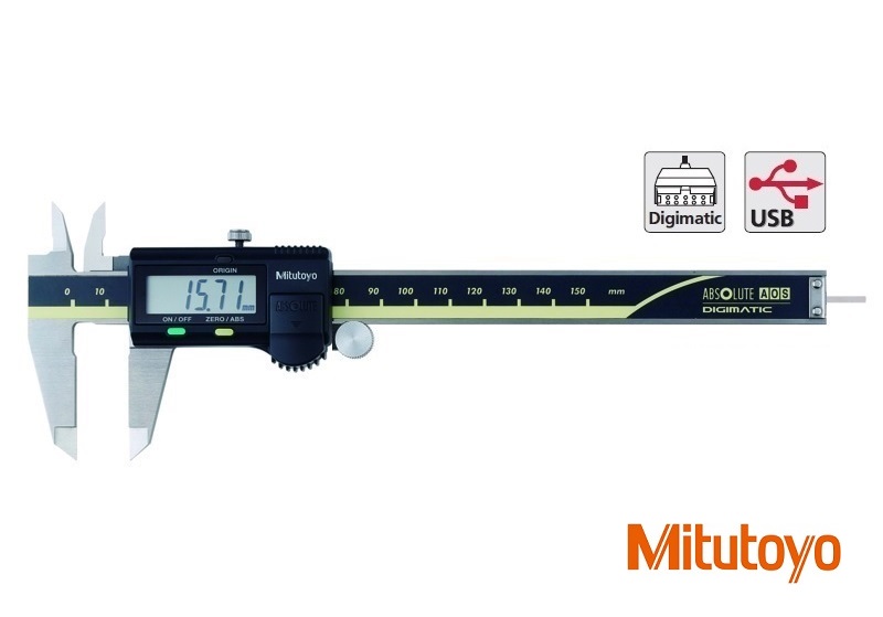 Digitální posuvné měřítko Mitutoyo 0-150 mm s kulatým hloubkoměrem,kolečkem, výstupem dat
