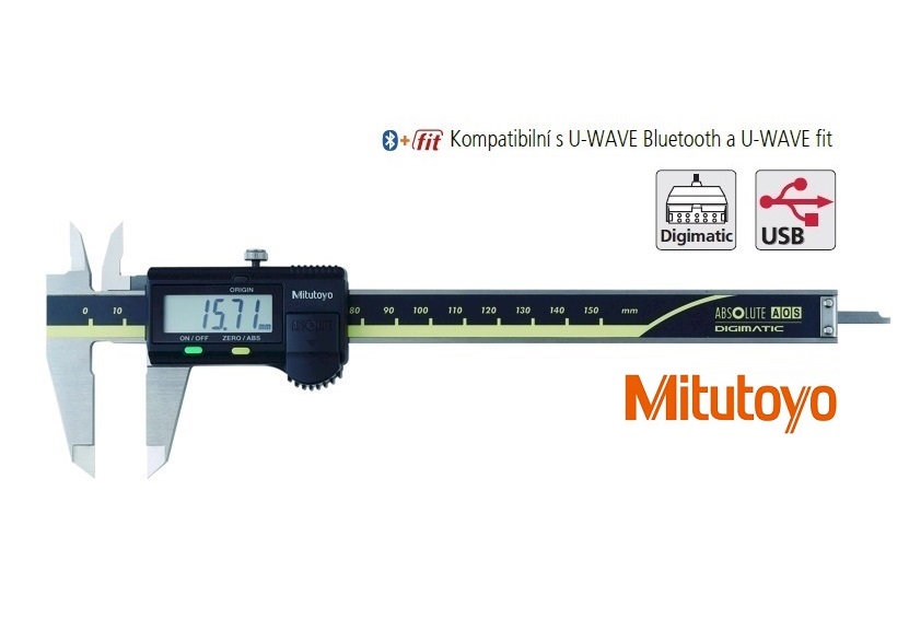 Posuvné měřítko digitální Mitutoyo 0-150 mm s plochým hloubkoměrem, s výstupem dat