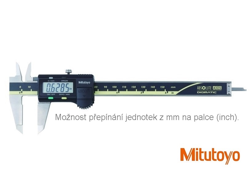 Posuvné měřítko digitální Mitutoyo 0-150 mm+inch s plochým hloubkoměrem, bez výstupu dat
