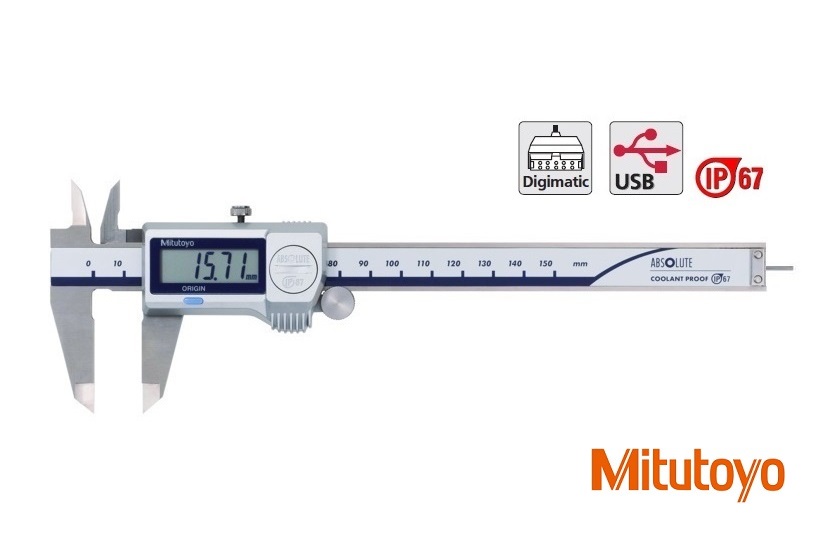 Digitální posuvné měřítko Mitutoyo 0-150 mm s kulatým hloubkoměrem, IP67