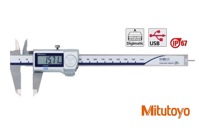 Digitální posuvné měřítko Mitutoyo 0-150 mm, IP67, s kulatým hloubkoměrem a výstupem dat