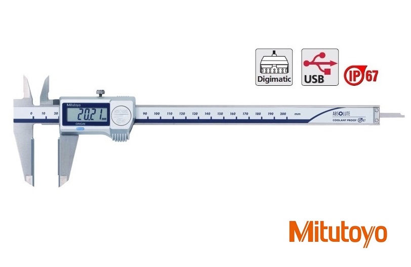 Digitální posuvné měřítko Mitutoyo 0-200 mm, IP67, měřicí plochy z tvrdokovu