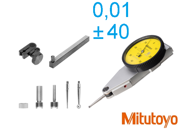 Páčkový úchylkoměr 0,8/0,01 mm stupnice 0-40-0 rovnoběžné provedení, set, Mitutoyo