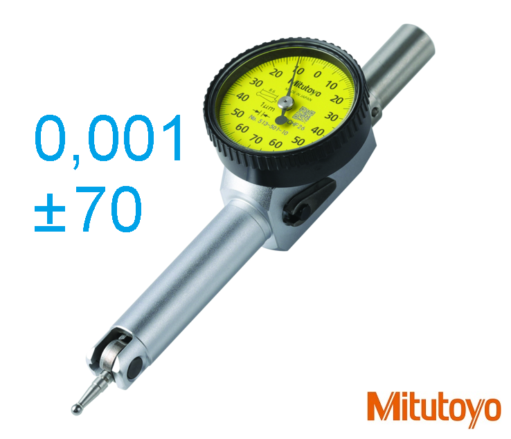Páčkový úchylkoměr 0,14/0,001mm, průměr 33mm, s přepínací páčkou směru měření, Mitutoyo