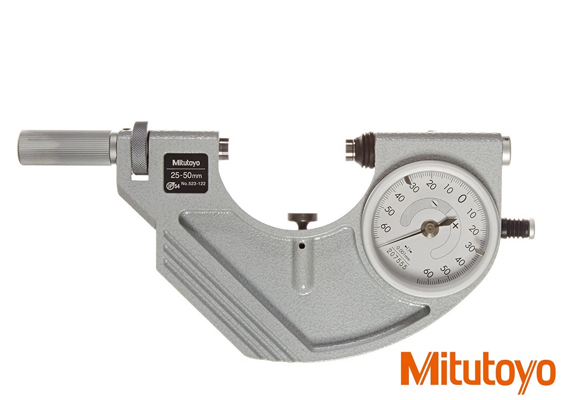 Třmenový pasametr Mitutoyo 25-50 mm s přesným úchylkoměrem ±0,06 mm