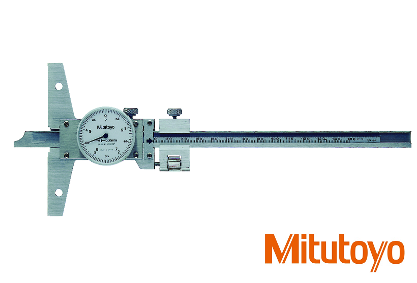 Posuvný hloubkoměr Mitutoyo  s kruhovým číselníkem 0-300 mm, 0,05 mm, můstek 100 mm