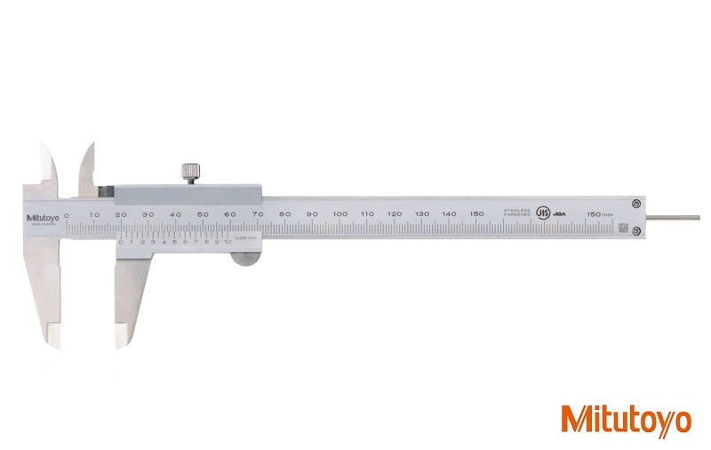 Posuvné měřítko Mitutoyo 0-150 mm, 0,05 mm, s aretačním šroubkem a kulatým hloubkoměrem
