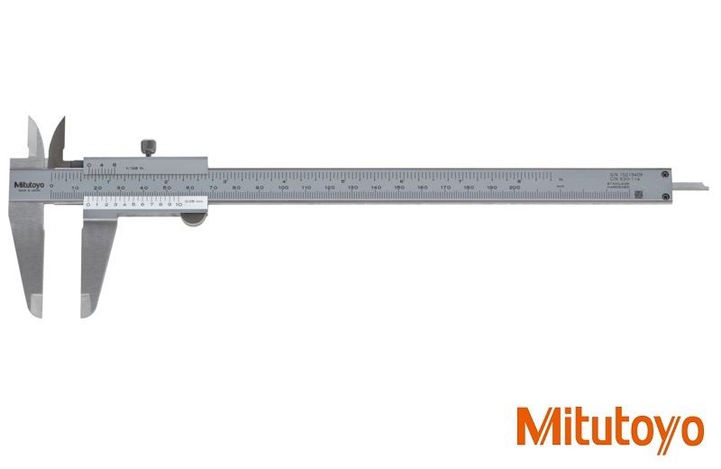 Posuvné měřítko Mitutoyo 0-200 mm, 0,05 mm, stupnice v mm a inch, s aretačním šroubkem