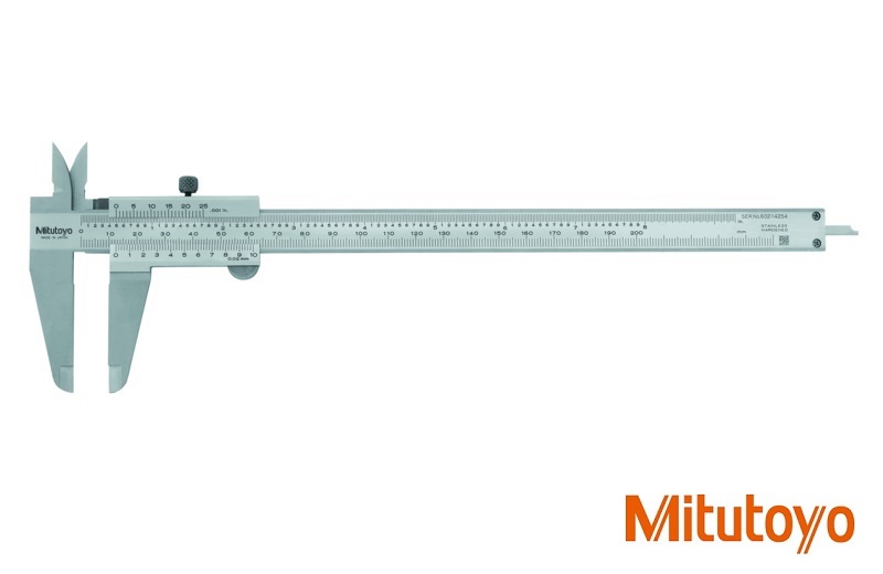 Posuvné měřítko Mitutoyo 0-200 mm, 0,02 mm, stupnice v mm a inch, s aretačním šroubkem