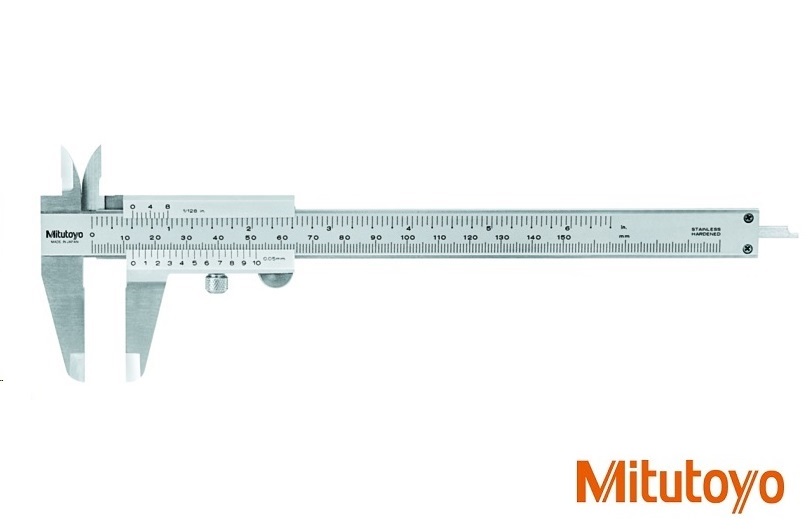 Posuvné měřítko Mitutoyo 0-150 mm, 0,05 mm stupnice v mm a inch, s aretačním šroubkem dole