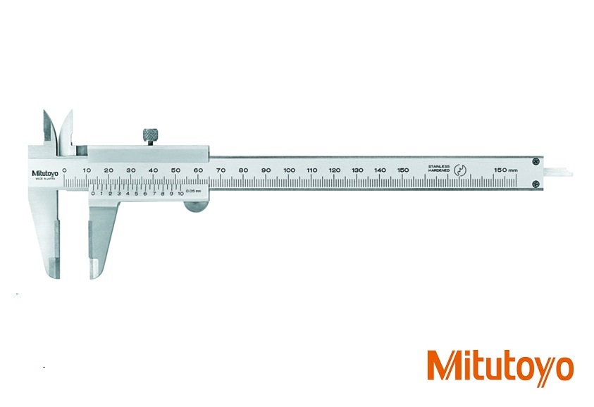 Posuvné měřítko Mitutoyo 0-200 mm, 0,05 mm měřicí plochy z tvrdokovu, s aretačním šroubkem
