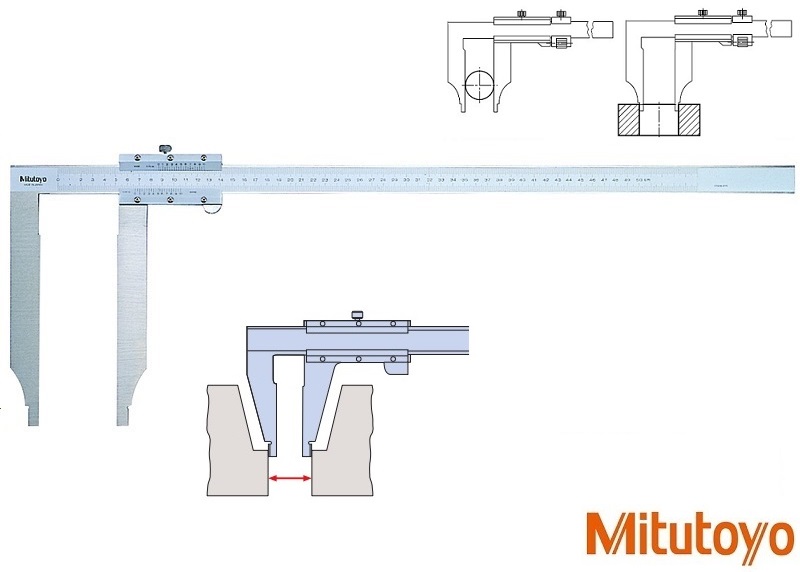 Posuvné měřítko Mitutoyo 0-1000 mm, 0,05 mm, s měřicími čelistmi 200mm,s jemným dostavěním
