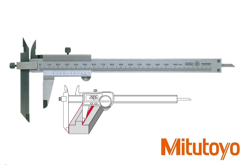 Posuvné měřítko Mitutoyo 0-200 mm, 0,05 mm, s posuvnou měřicí čelistí a hloubkoměrem