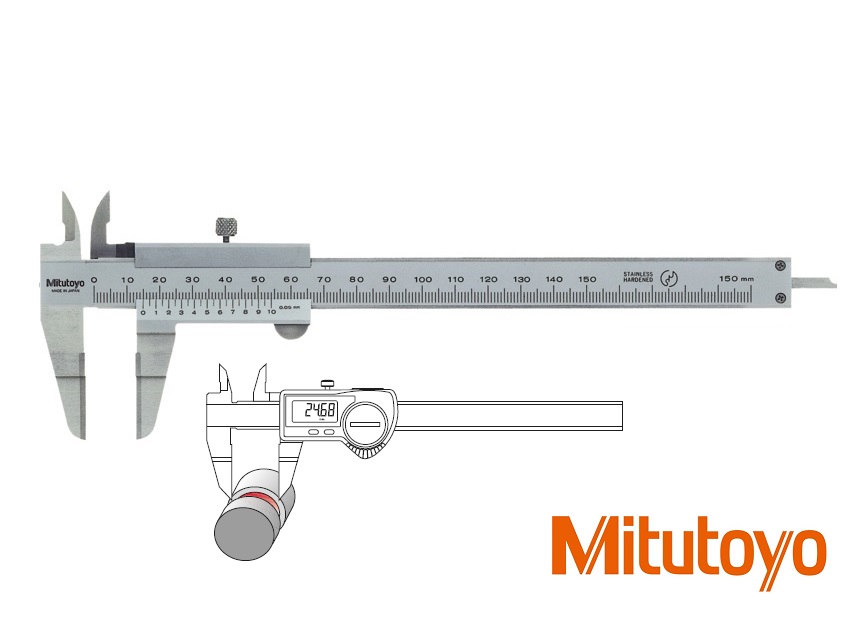 Posuvné měřítko Mitutoyo 0-150 mm, 0,05 mm, na hřídelové drážky
