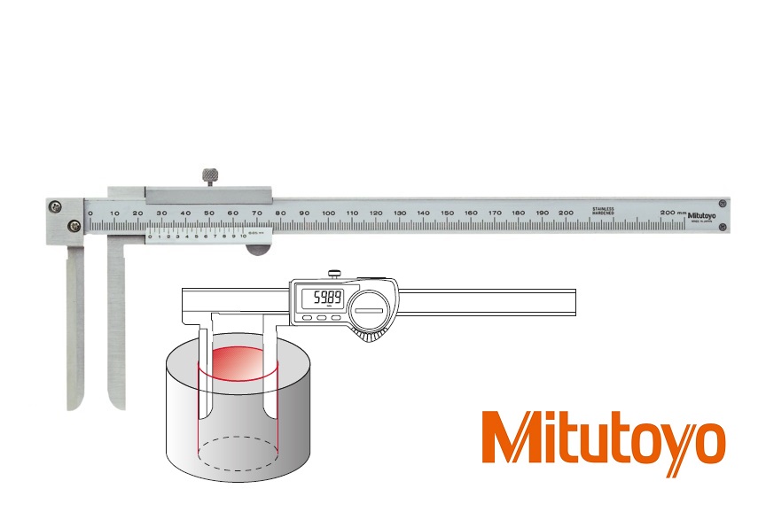 Posuvné měřítko Mitutoyo 10-200 mm, 0,05 mm, s úzkými čelistmi na vnitřní měření
