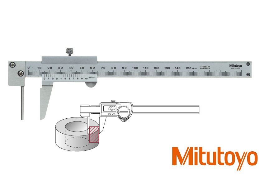 Posuvné měřítko Mitutoyo 0-150 mm, 0,05 mm, na měření tloušťky stěn trubek