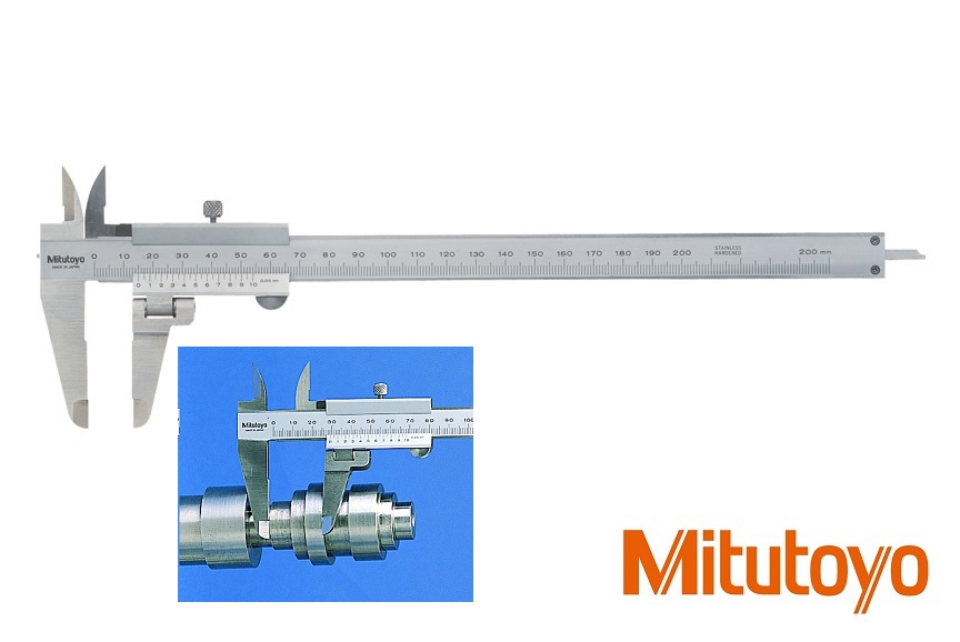 Posuvné měřítko Mitutoyo 0-200 mm, 0,05 mm, s výkyvnou měřící čelistí a hloubkoměrem
