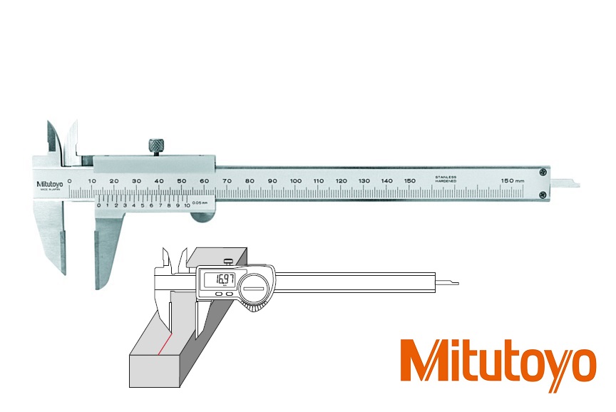 Posuvné měřítko Mitutoyo 0-150 mm, 0,05 mm, na orýsování, měřicí plochy z tvrdokovu