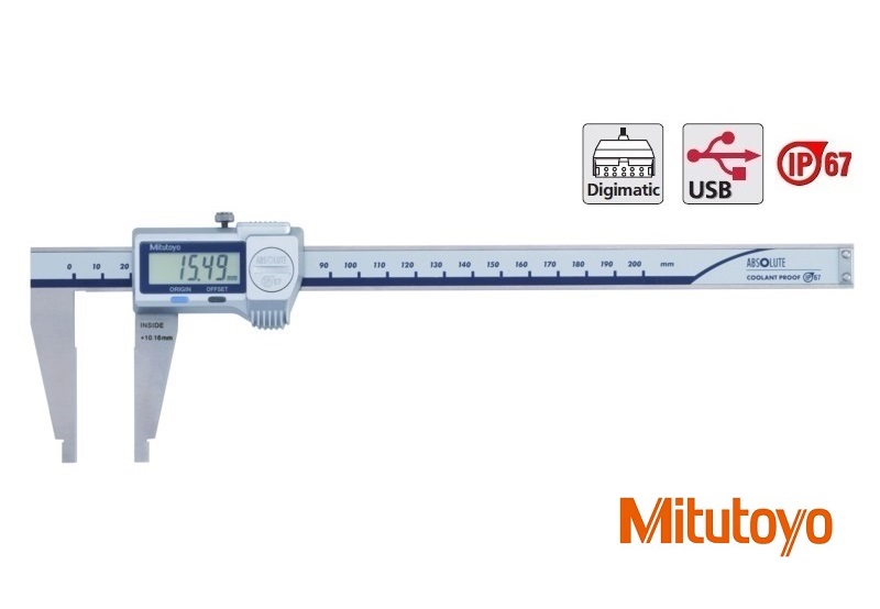 Digitální posuvné měřítko Mitutoyo 0-200 mm bez nožíků, s výstupem dat, IP67