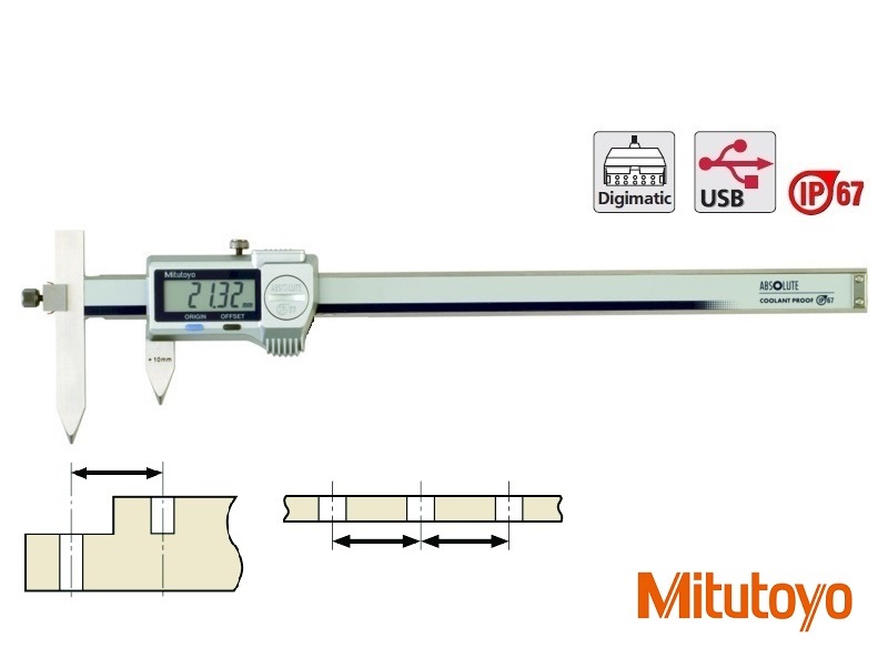 Digitální posuvné měřítko Mitutoyo 10-210 mm na měření vzdálenosti otvorů, IP67