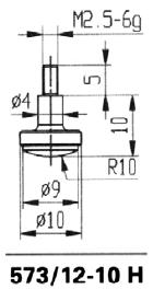 Tvrdokovový kulový měřicí dotek Käfer, průměr 9 mm, R10 mm, délka L: 10 mm