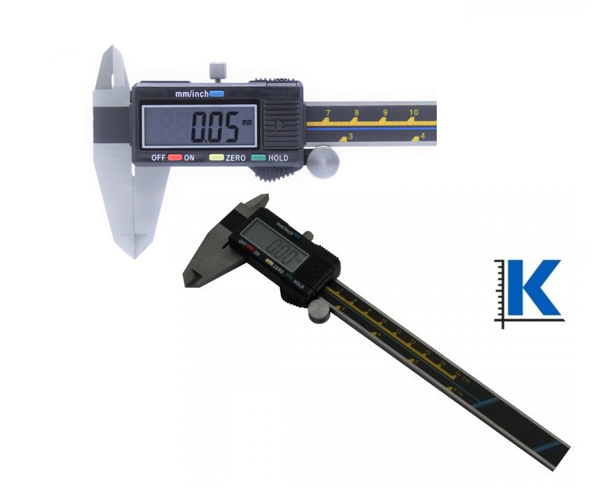 Digitální posuvné měřítko KMITEX 0-150 mm s plochým hloubkoměrem, bez výstupu dat