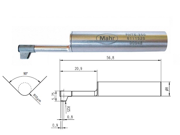 Standardní snímač 10 µm PHT 6-350 pro drsnoměry PS1/ PS10/M310
