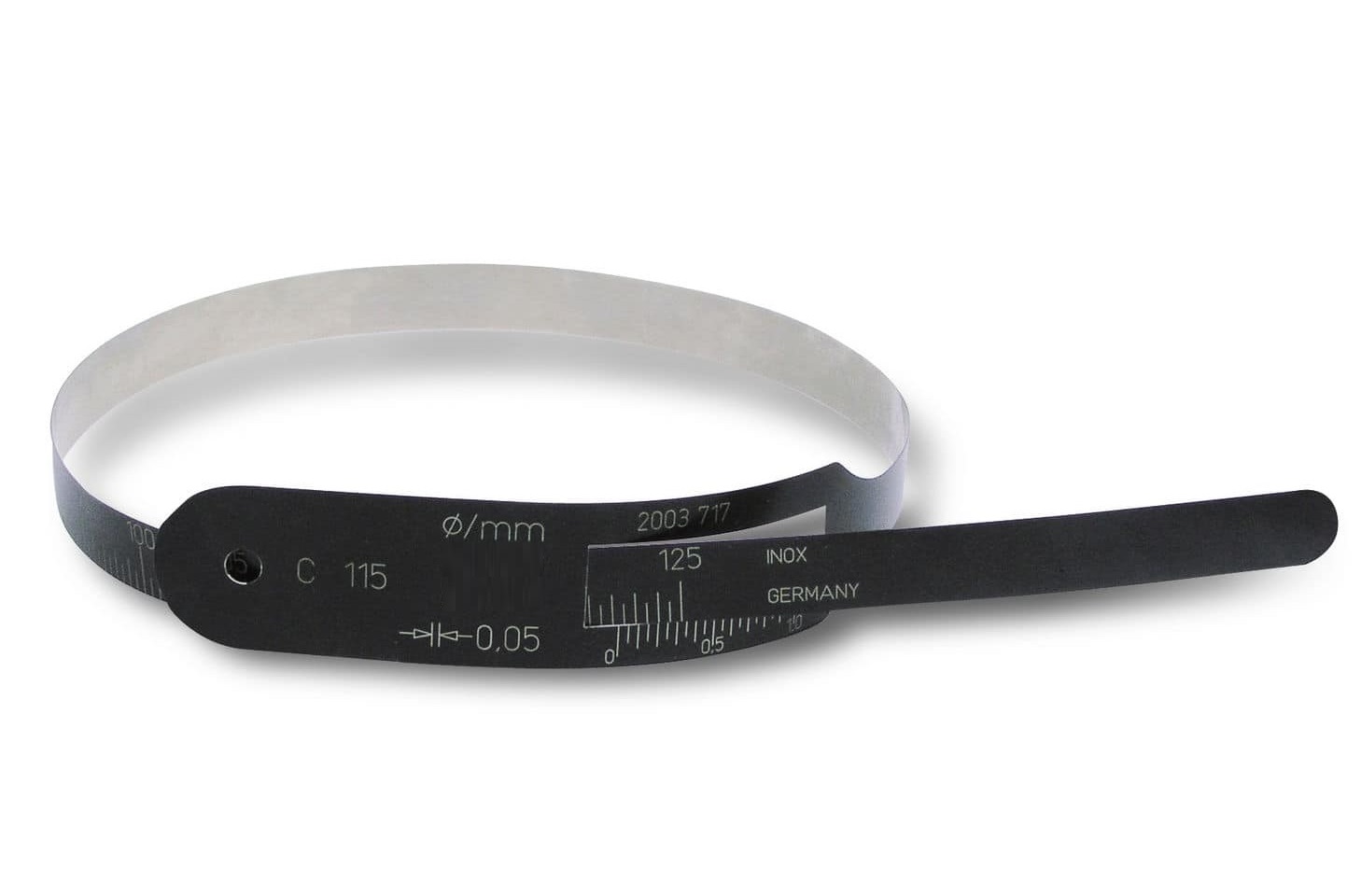Černý nerezový měřící pásek C 230 pro měření vnějšího průměru 100-230 mm