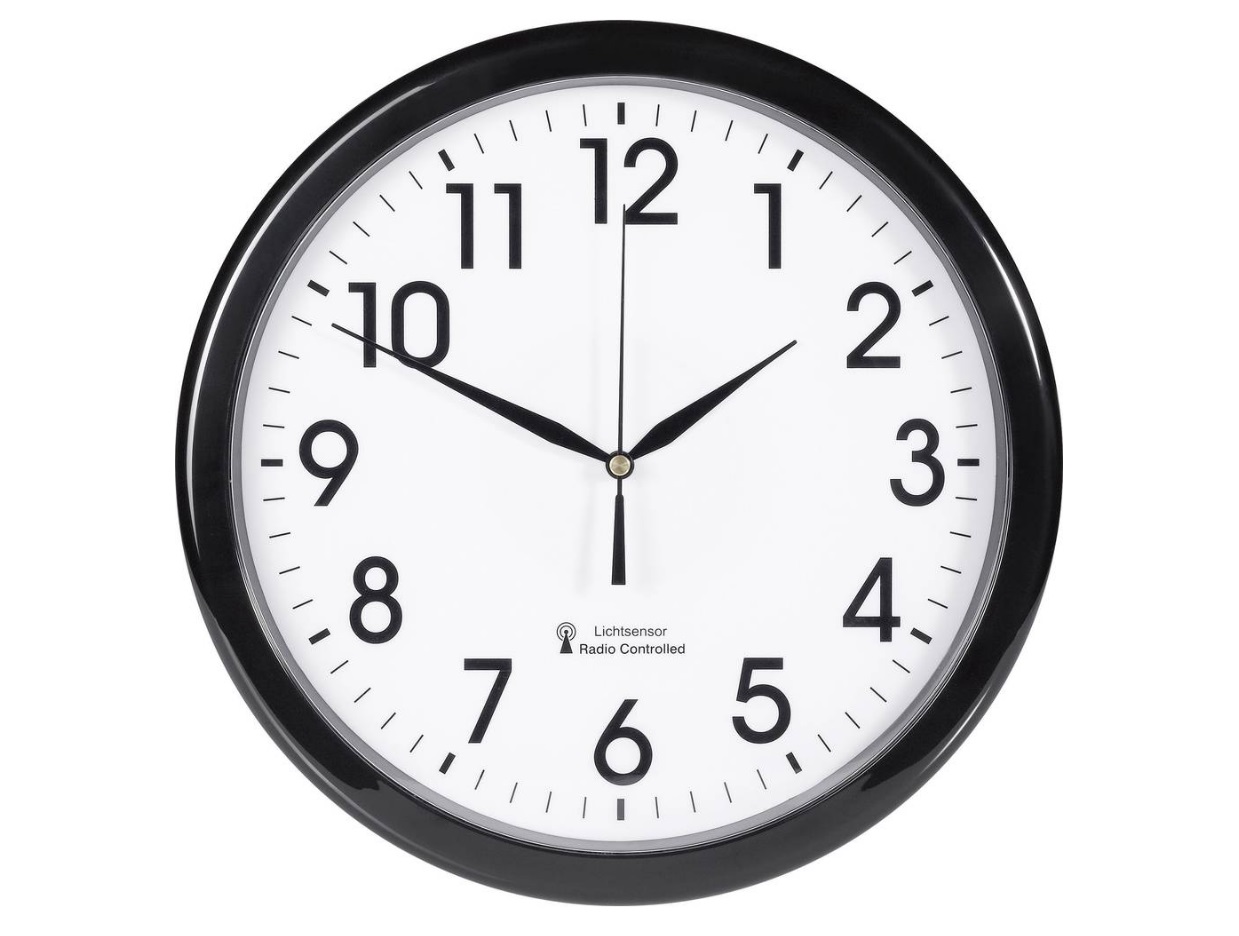Analogové DCF nástěnné hodiny se soumrakovým senzorem EuroTime, průměr 30,5x4,5 cm