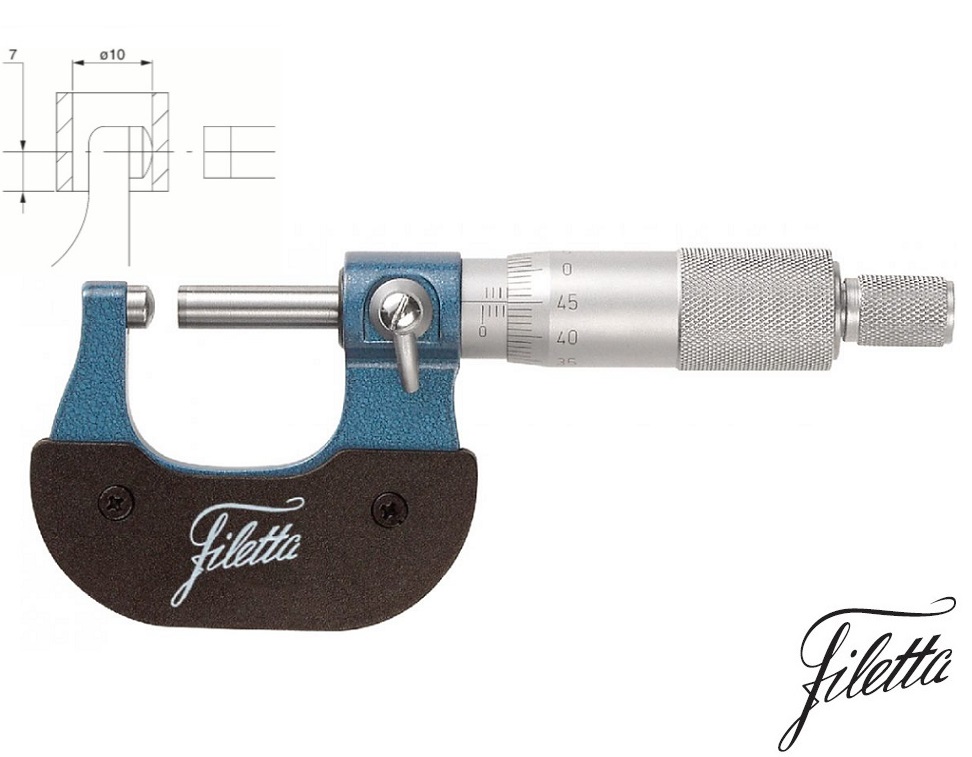Třmenový mikrometr Filetta 75-100 mm s kulovým měřicím dotekem