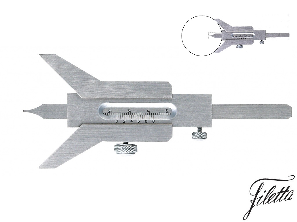 Posuvný hloubkoměr Filetta 0-60 mm na měření hloubky drážek na hřídelích 6-120 mm
