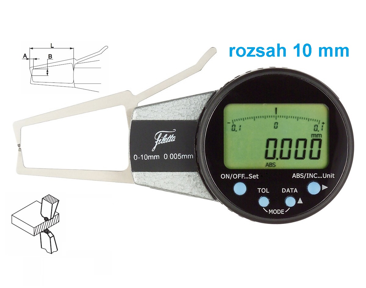 Digitální úchylkoměr s měřicími rameny pro vnější měření Filetta 40-50 mm, doteky pr. 1,5