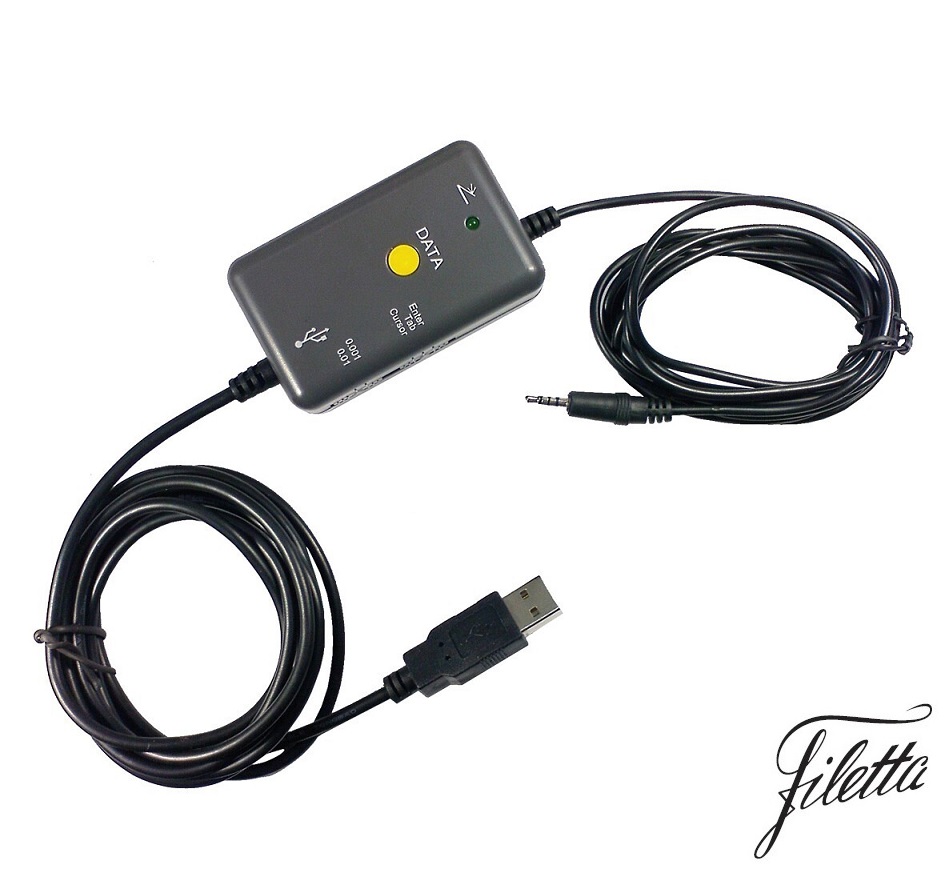 Datový kabel USB k měřidům Filetta, rozhraní s kulatým jack konektorem