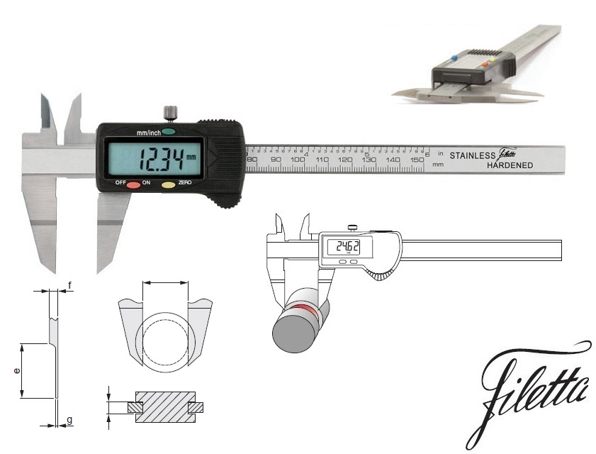 Digitální posuvné měřítko Filetta 0-200 mm pro hřídelové drážky
