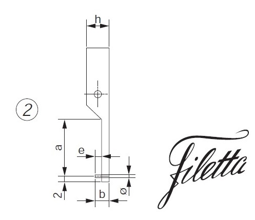 Vyměnitelné čelisti "2" / délka čelistí (a) 40 mm / průměr doteku 2 mm, Filetta