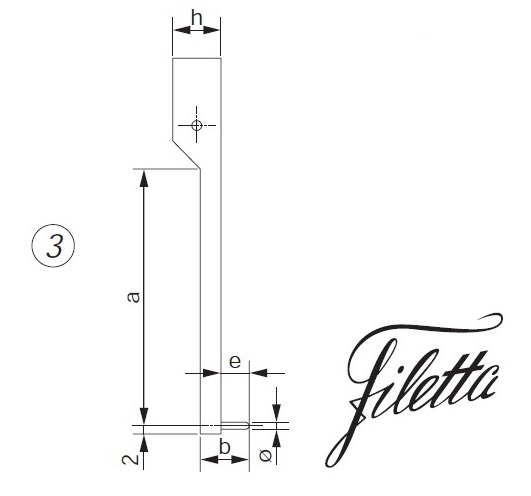 Vyměnitelné čelisti "3" / délka čelistí (a) 70 mm / průměr doteku 2 mm, Filetta