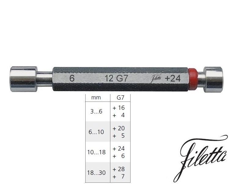 7G7 - Válečkový kalibr oboustranný dle DIN 2245, ČSN EN ISO 1938-1, Filetta