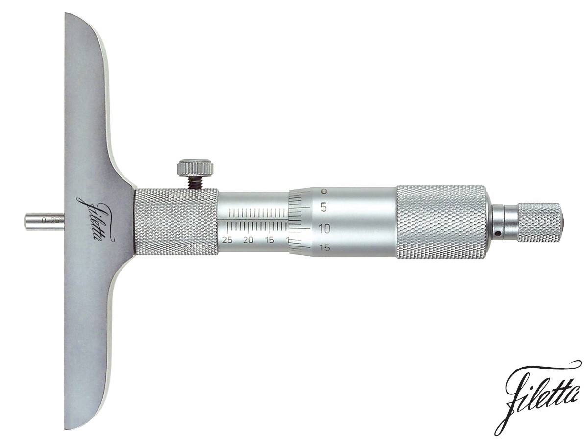 Mikrometrický hloubkoměr Filetta 0-50 mm, základna 101,5 mm, kulový měřicí dotek
