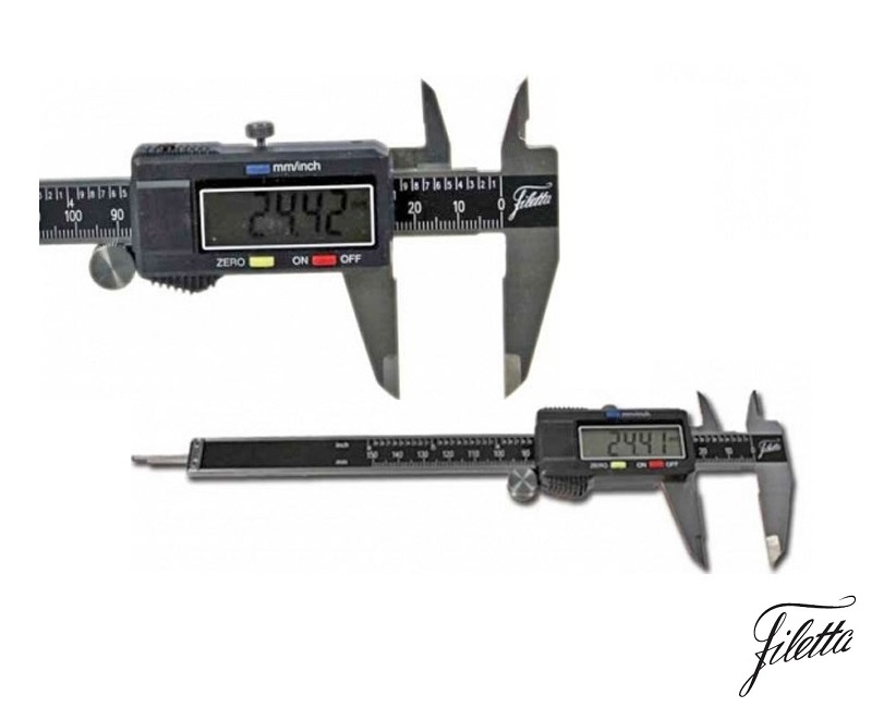 Digitální posuvné měřítko Filetta 0-150 mm pro leváky s plochým hloubkoměrem