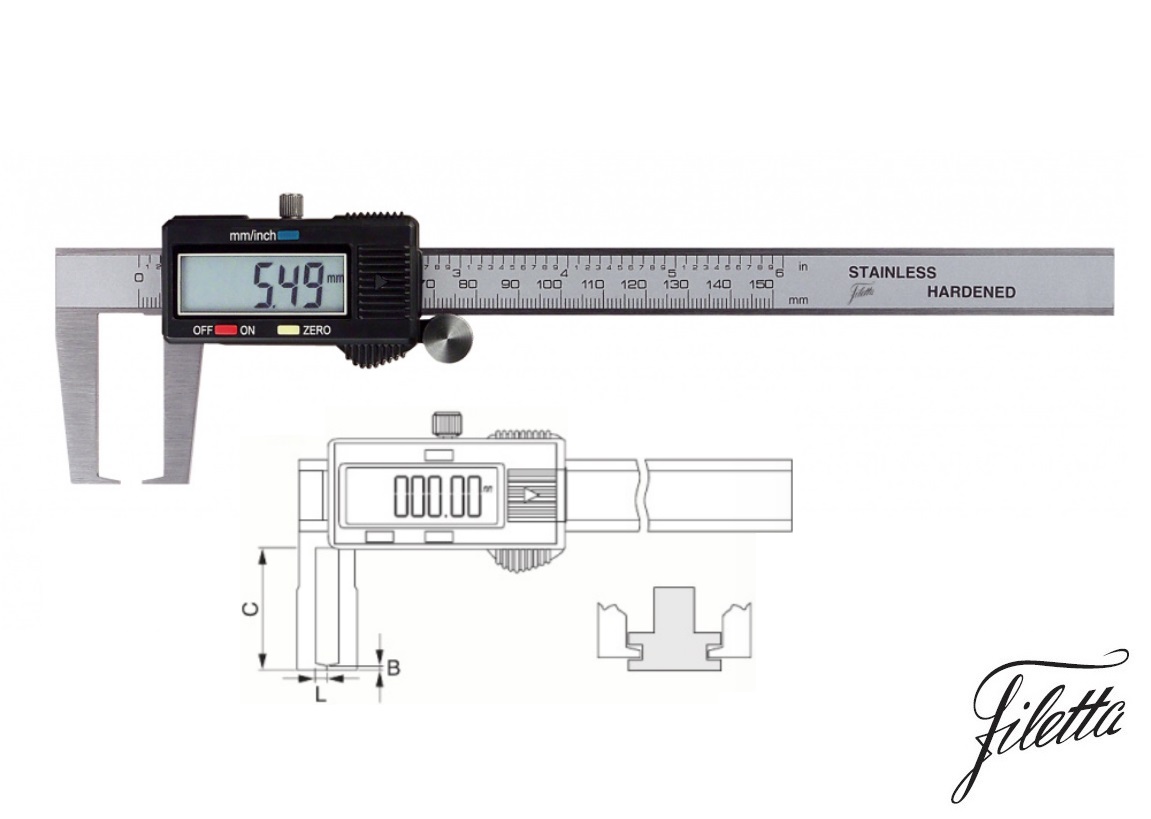 Digitální posuvné měřítko Filetta na vnější zápichy 0-500 mm