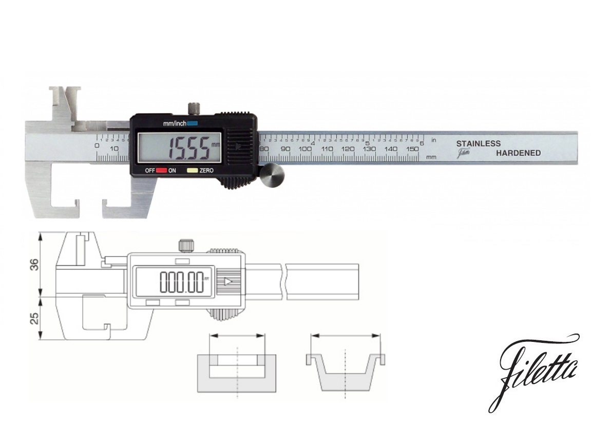 Digitální posuvné měřítko Schut 0-125 mm pro měření drážek