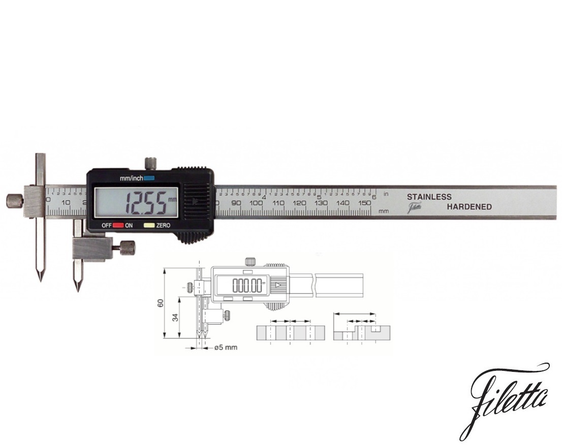 Digitální posuvné měřítko Schut 5-150 mm na měření vzdálenosti otvorů