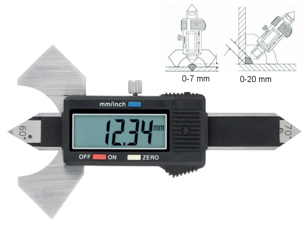 Digitální měrka na tupé a koutové svary „vlaštovka“ 0-12,5 mm