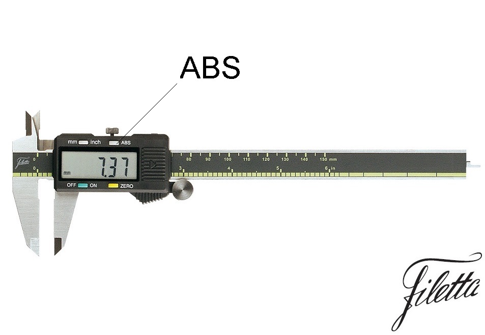 Posuvné měřítko digitální Filetta 0-150 mm, ABS, s plochým hloubkoměrem, bez výstupu dat